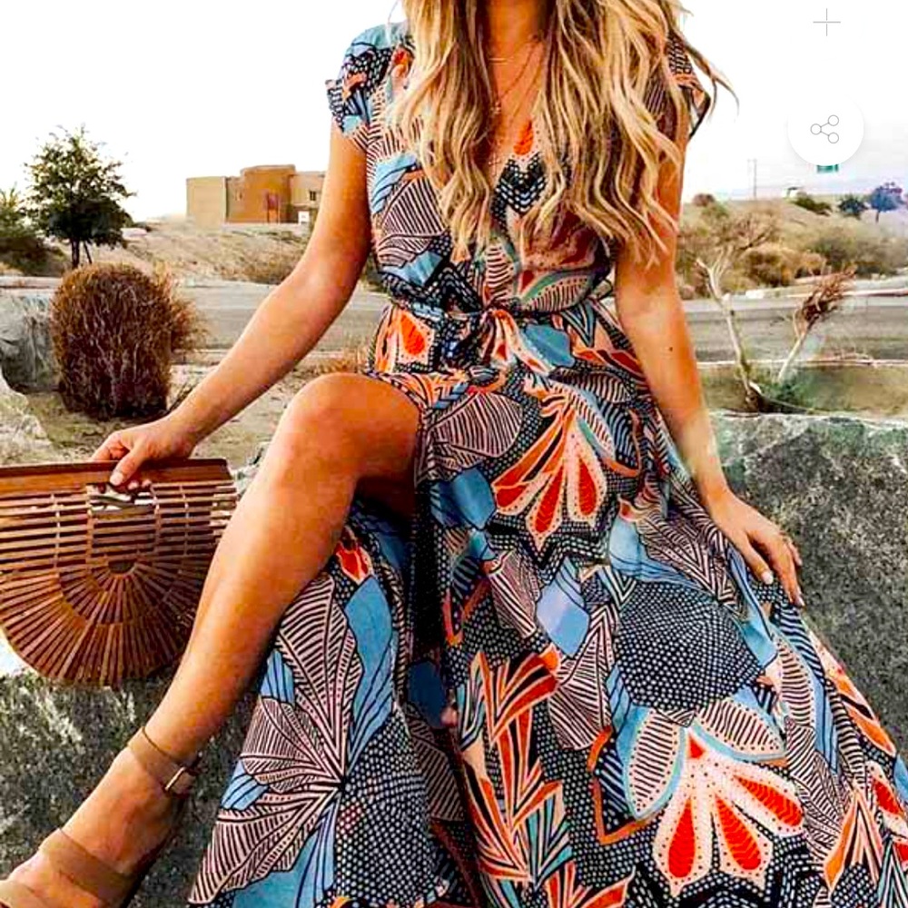 Bohemian Maxi Wrap Dress